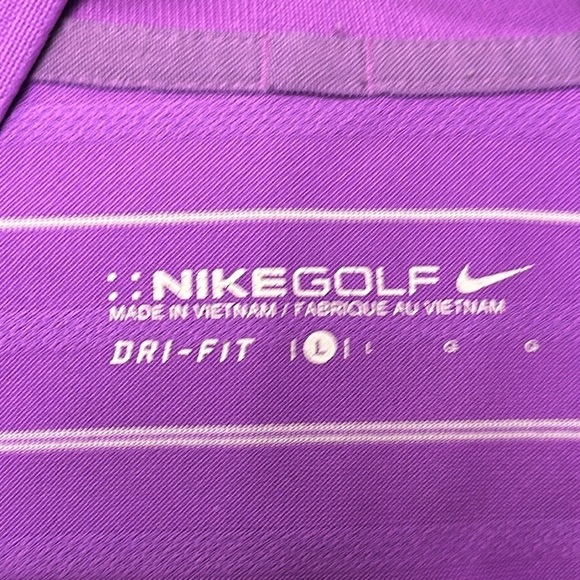 Beautiful NIKE GOLF DRI FIT lavender and white, striped polo size large EUC - Picture 2 of 7